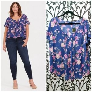 TORRID Plus Purple Floral Chiffon Blouse Shirt